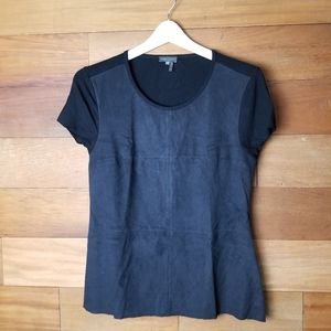 Vince Camuto black faux suede short sleeve…